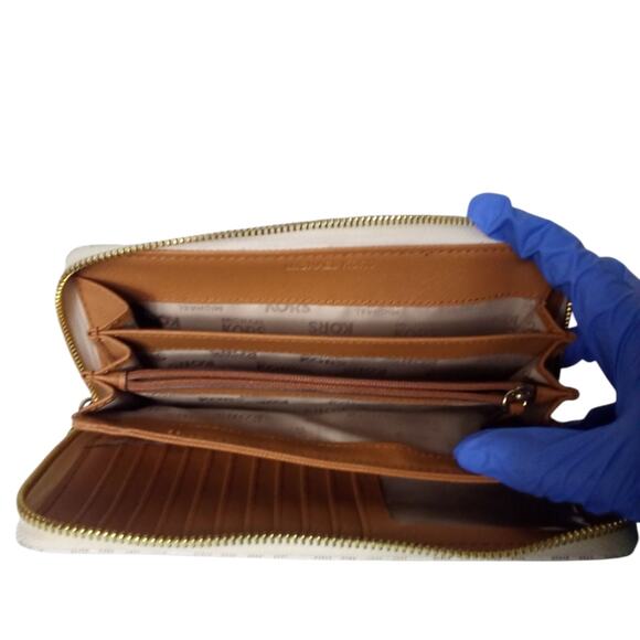 Michael Kors Cream Monogram Wallet with Gold Accents - Picture 6 of 7